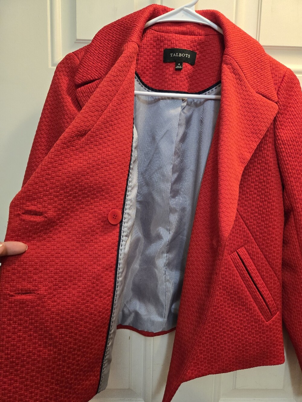 Talbots Red Textured Double-Breasted Pea Coat - Picture 8 of 10
